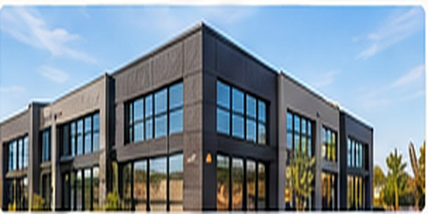 Modern commercial property with concrete flatwork