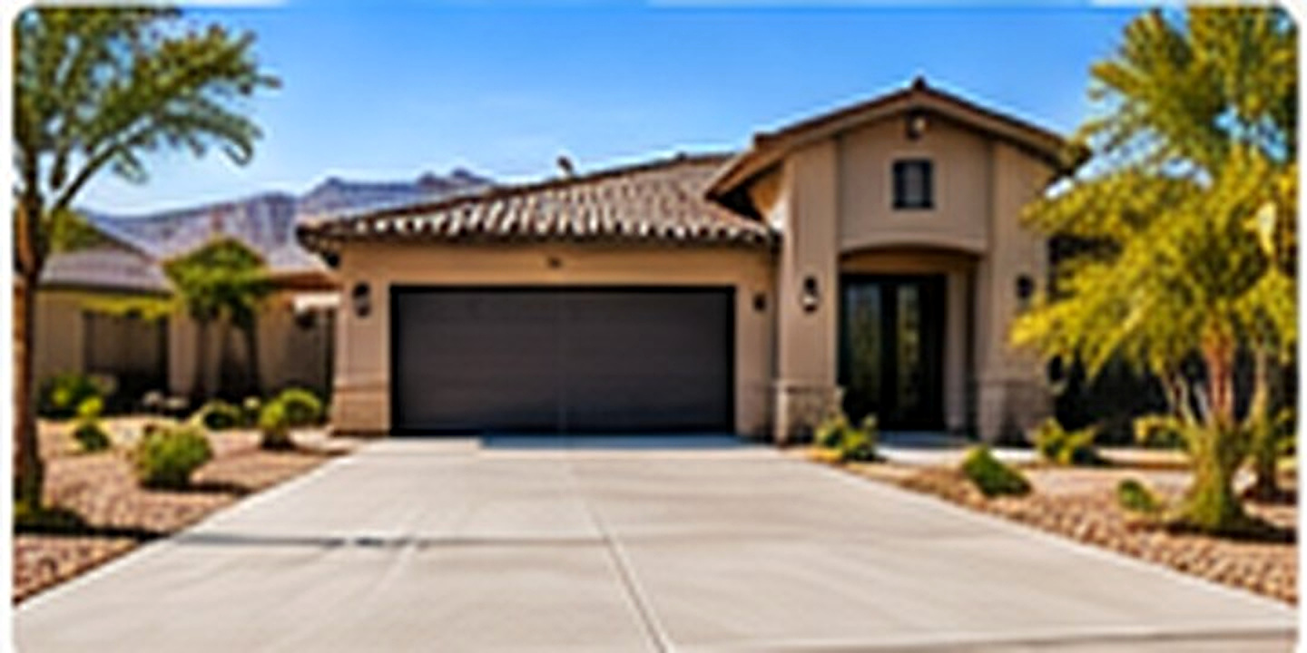 Finished concrete driveway at a desert-style home