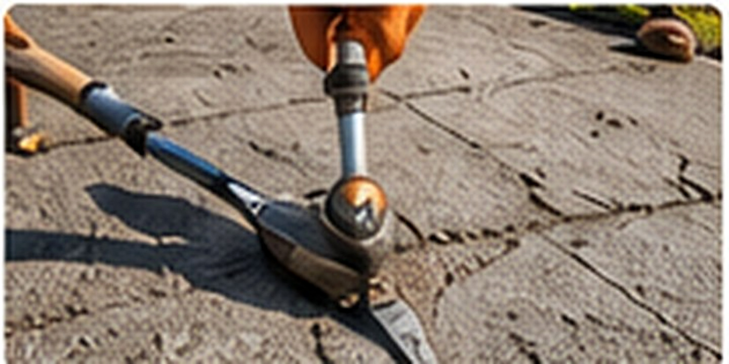 Concrete repair work on a cracked slab
