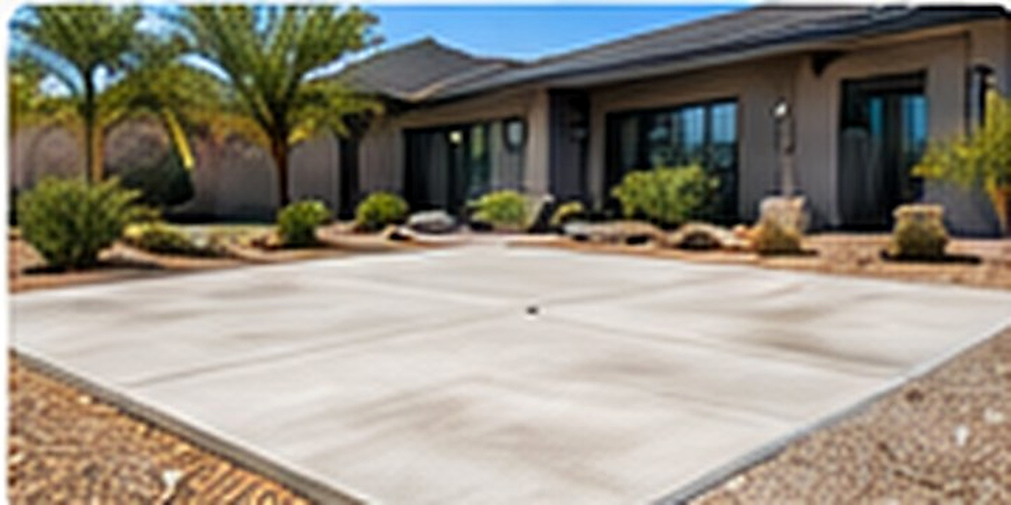 New concrete slab beside a desert home